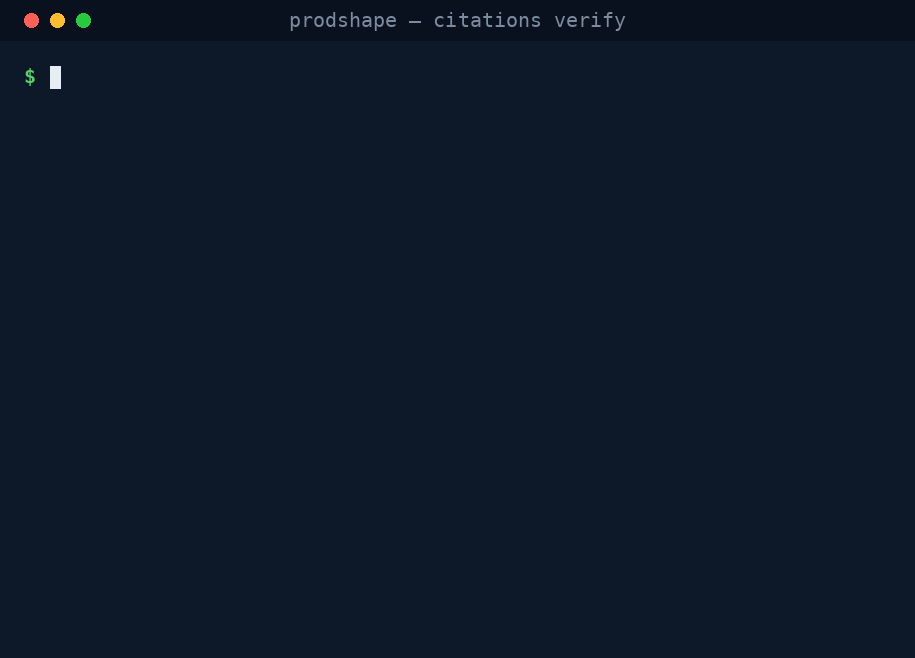 Terminal recording. grep shows three specs paraphrasing one refund rule three different ways. The rule is defined once as BR-REFUND-001 in a small Markdown file. Each spec cites it by ID and content digest; verification reports three current citations. The rule changes from 30 to 14 days, and verification reports three stale citations with PRODUCT061 warnings naming each file and line.